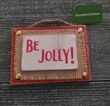 Rustic Christmas Sign With Burlap Be Jolly Christmas Decor New - £11.51 GBP