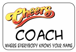 CHEERS BAR COACH cast Name Badge with pin Fastener Halloween Costume Cos... - £12.48 GBP