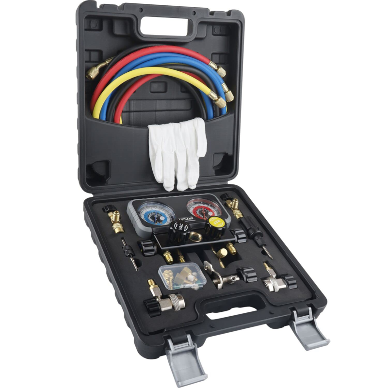 Diagnostic Manifold Gauge with Hose Kit Air Conditioner Refrigerant Rech... - $160.36