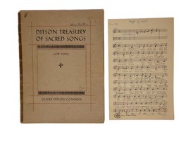 Vintage Ditson Treasury Of Sacred Songs Sheet Music Book Low Voice Church +extra - £10.35 GBP