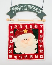 Felt Chenille Santa Face Advent Calendar Wooden Merry Christmas Star Han... - £27.53 GBP