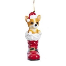 Santa Boot WELSH CORGI Dog Breed Resin Christmas Ornament - £7.96 GBP