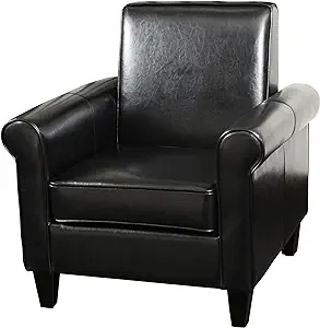 Christopher Knight Home Freemont Bonded Leather Club Chair, Black - £300.70 GBP
