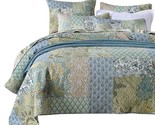 Bohemian Floral Pattern Bedspread Quilt Set With Real Stitched Embroider... - $152.99