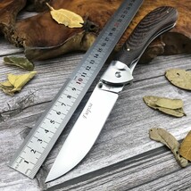 Russian Style EDC Tactical Mirror Blade Wooden Handle Outdoor Folding Knife - $32.57