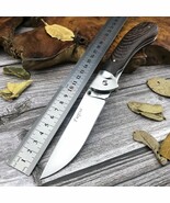 Russian Style EDC Tactical Mirror Blade Wooden Handle Outdoor Folding Knife - $32.57