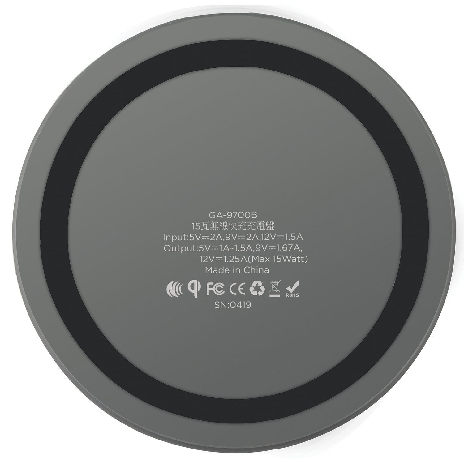 Gigastone GS-GA-9700B-R GA-9700 Qi Certified Fast Wireless Charging Pad Item image 4