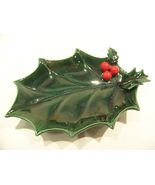 LEFTON&#39;S GREEN HOLLY CHRISTMAS SPOON REST VINTAGE - $25.22 CAD