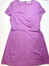 Boden Ponte Knit Dress (US 14/UK 18) Purple Lined Fit Flare Short Sleeve EUC - £42.52 GBP