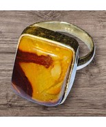 925 Sterling Silver Ring w/ Carrasite Jasper Gemstone Rectangle Big Ston... - $34.99