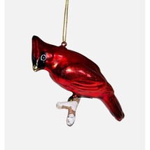 Red Glass Blown Cardinal on a Tree Branch Christmas Ornament - £13.12 GBP