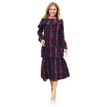 Hailey &amp; CO Floral Tiered Ruffle Long Sleeve Midi Cottagecore Dress Size M - $29.70