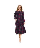 Hailey &amp; CO Floral Tiered Ruffle Long Sleeve Midi Cottagecore Dress Size M - $29.70