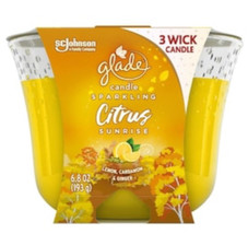 Glade 3-Wick Candle 1 CT, Citrus Sunrise, 6.8 OZ. Total, Air Freshener - £11.58 GBP