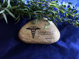 LPN Licensed Practical Nurse or RN Registered stone gift with  Philippians 4:13  - £19.47 GBP