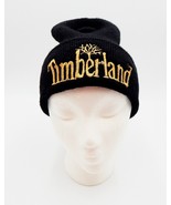 Timberland Cuffed Beanie Knit Hat Adult Stretch One Size Black Gold Lett... - £8.63 GBP