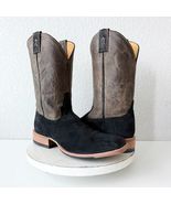 Rod Patrick Mens Cowboy Boots 12.5 D Black Pig Suede Leather Western Squ... - $970.98 CAD