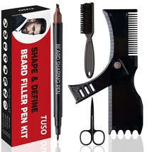 Beard Pencil Filler Men Filler Pen Kit 2 Nibs Kit Mustache Comb Scissors Brush - £8.47 GBP