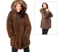 Dennis Basso Reversible Faux Fur to Water Resistant Coat- Chinchilla / Java, L - £60.93 GBP