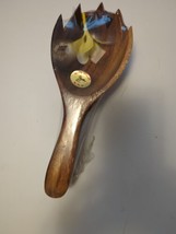 Vintage Mid Century Monkey Pod Spoon Set Of 3 Aloha Hawaii Never Used - £11.46 GBP