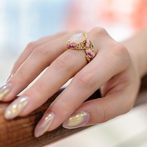 Rings for women crystal resin finger ring handmade jewelry boho colorful leaves wedding thumb200