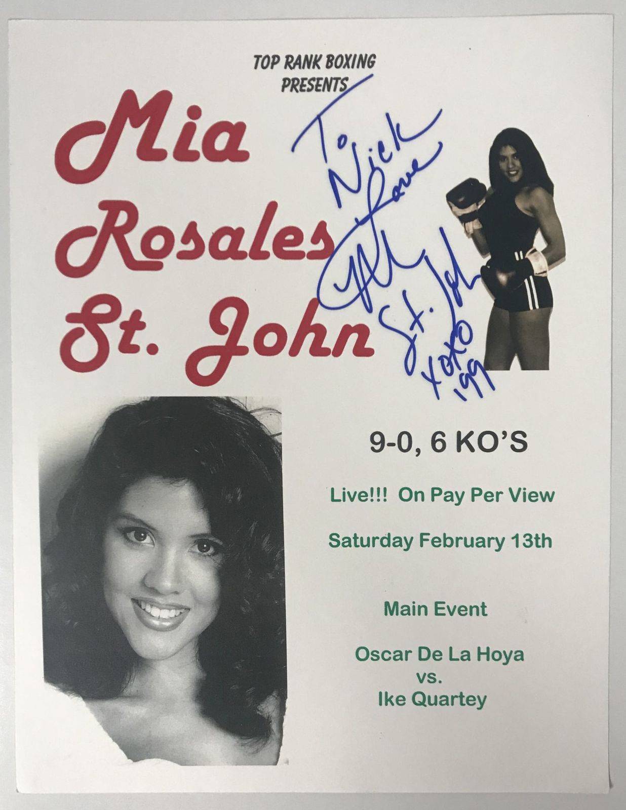 Mia St. John Autographed Signed B&amp;W 8x10 Photo - $29.99