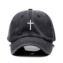 Washed Cotto Cross Embroidery Baseball Cap For Men Women Dad Hat Golf ca... - $50.35
