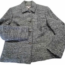 Sag Harbor Women Jacket Size 8 Gray Charcoal Preppy Black Knit Classic B... - £13.45 GBP