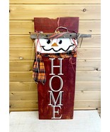 Christmas Snowman Vintage Welcome Sign Handmade Wood Craft Maine 27 x 10 - $53.64 CAD
