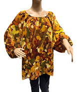 Isaac Mizrahi Watercolor Floral Lined Bell Sleeves Blouse Tunic Shirt Si... - $22.99