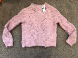 MSRP $44 Freshman Juniors&#39; Fuzzy V-Neck Sweater Pink Size Large - £11.88 GBP