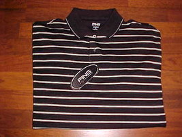 Ping Collection Men&#39;s Black Stripes Polo Golf Polyester Cotton Shirt S New - $9.40