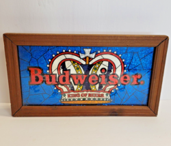 Vintage Budweiser Beer Sign King Of Beers Foil Crown Faux Stained Glass Bar Beer - £23.35 GBP