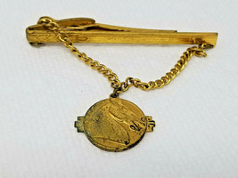 Tie Clasp Clip Italian Stallion Style Arrow Gold Colored Chain Vintage - £7.05 GBP