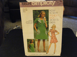 Simplicity 6834 Misses Unlined Jacket & Short Dress Pattern - Size 12 Bust 34 - $13.03