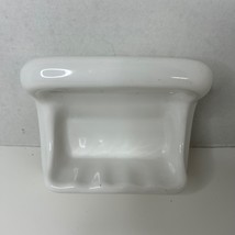 VTG 6&quot;x4&quot; Off White Ceramic Tile-In Wall Mount Bathroom Soap Dish Washcloth Bar - £37.70 GBP