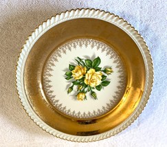 Georgian China 22 Kt Gold Floral Pattern Round Decorative Plate - £30.50 GBP