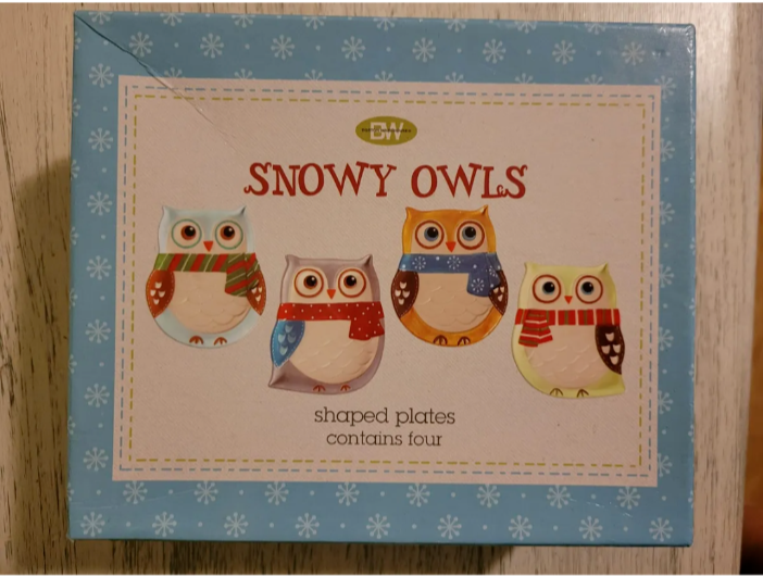 boston warehouse snowy owls plate set of 3 - £17.33 GBP