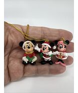 Set Of 3 Mickey And Minnie Mouse Christmas Ornaments Tiny Plastic Disney - $92.01 MXN