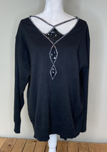 Bob Mackie Wearable art Women’s Pullover sweater Size L Black J4 - £28.41 GBP
