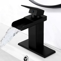 Sccot Matte Black Waterfall Bathroom Faucet Wide Mouth Spout, Solid Bras... - £33.56 GBP