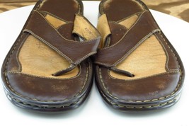 Born Size 8 M Brown Flip Flop Leather Women Sandal Shoes W6977 - £15.60 GBP
