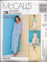 McCall&#39;s 2111 Misses&#39; Cardigan, Top and Skirt - $1.75