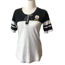 Pittsburgh Steelers Team Antigua NFL Woman&#39;s Lace Up Front Shirt Sz M - $11.88
