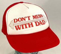 &quot;Don&#39;t Mess With Dad&quot; Hat-Mesh Back-Red-Rope Bill-Snapback-Vtg-Novelty - $22.43