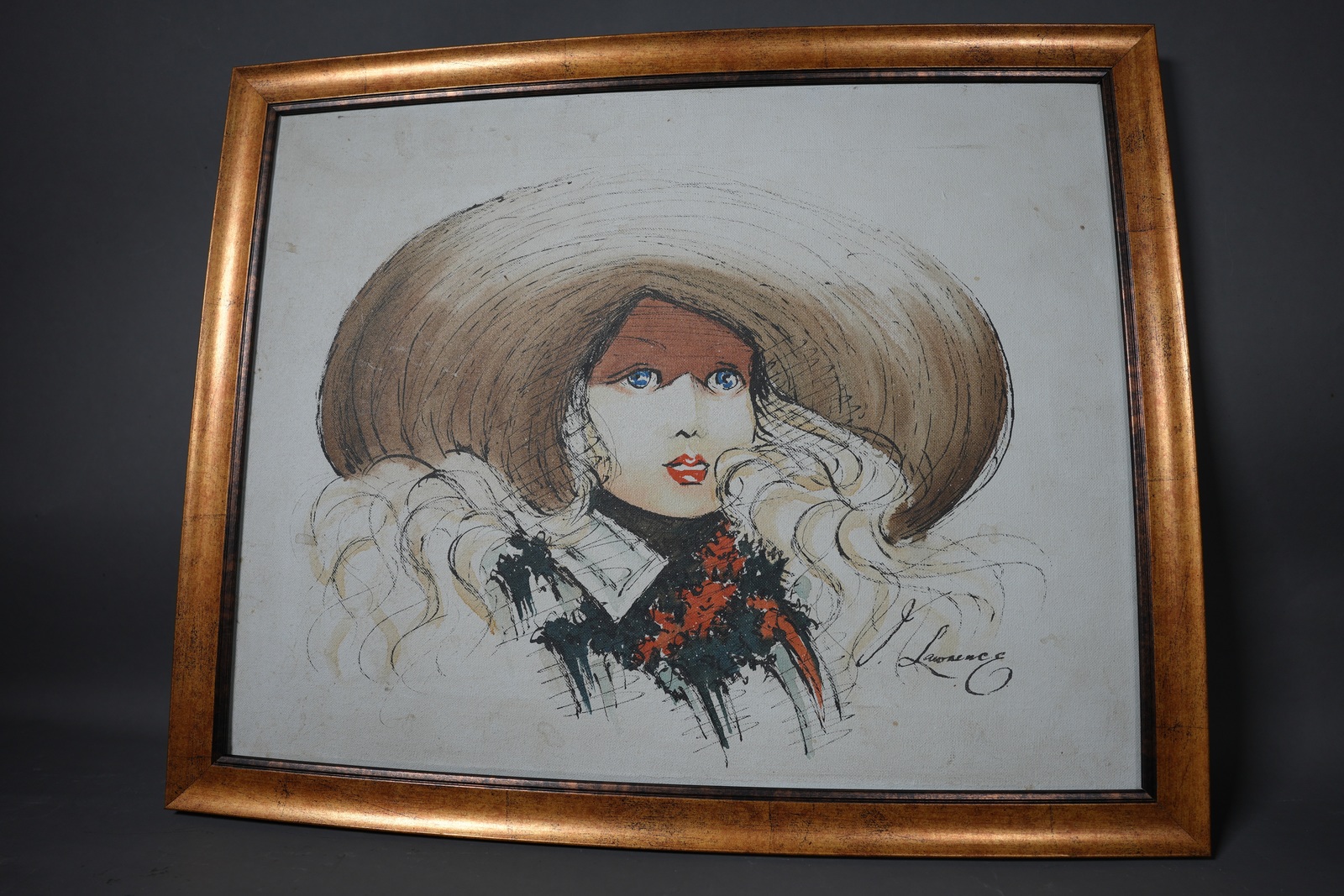 Original Oil on Canvas ” Woman in Profile ” by J. Lawrence -Mid-century Painting Item image 5