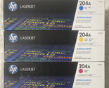 HP 204A Cyan Magenta Yellow Toner Cartridge Set CF511A CF512A CF513A Gen... - $148.48