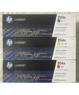 HP 204A Cyan Magenta Yellow Toner Cartridge Set CF511A CF512A CF513A Gen... - £116.42 GBP