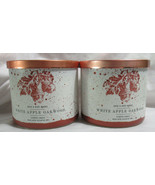 Bath &amp; Body Works 3-wick Scented Candle Lot Set of 2 WHITE APPLE OAKWOOD... - £49.46 GBP