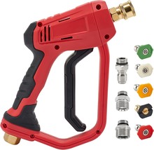 Short Power Washer Gun With 5 Nozzle Tips, 3/8 Inch Quick Connect,, 4000 Psi. - £30.27 GBP